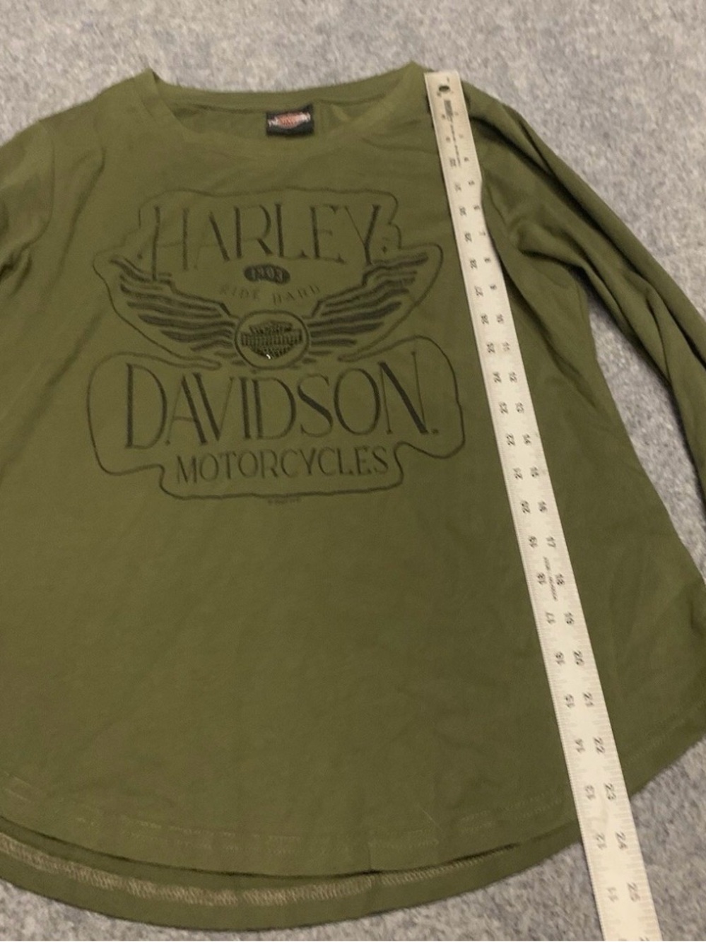 Harley-Davidson Olive Green Long Sleeve Logo Top - Picture 9 of 9